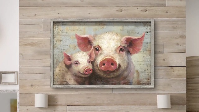 Amazon.com: Farm Pig Wooden Framed Decor: Rustic Farmhouse Animal